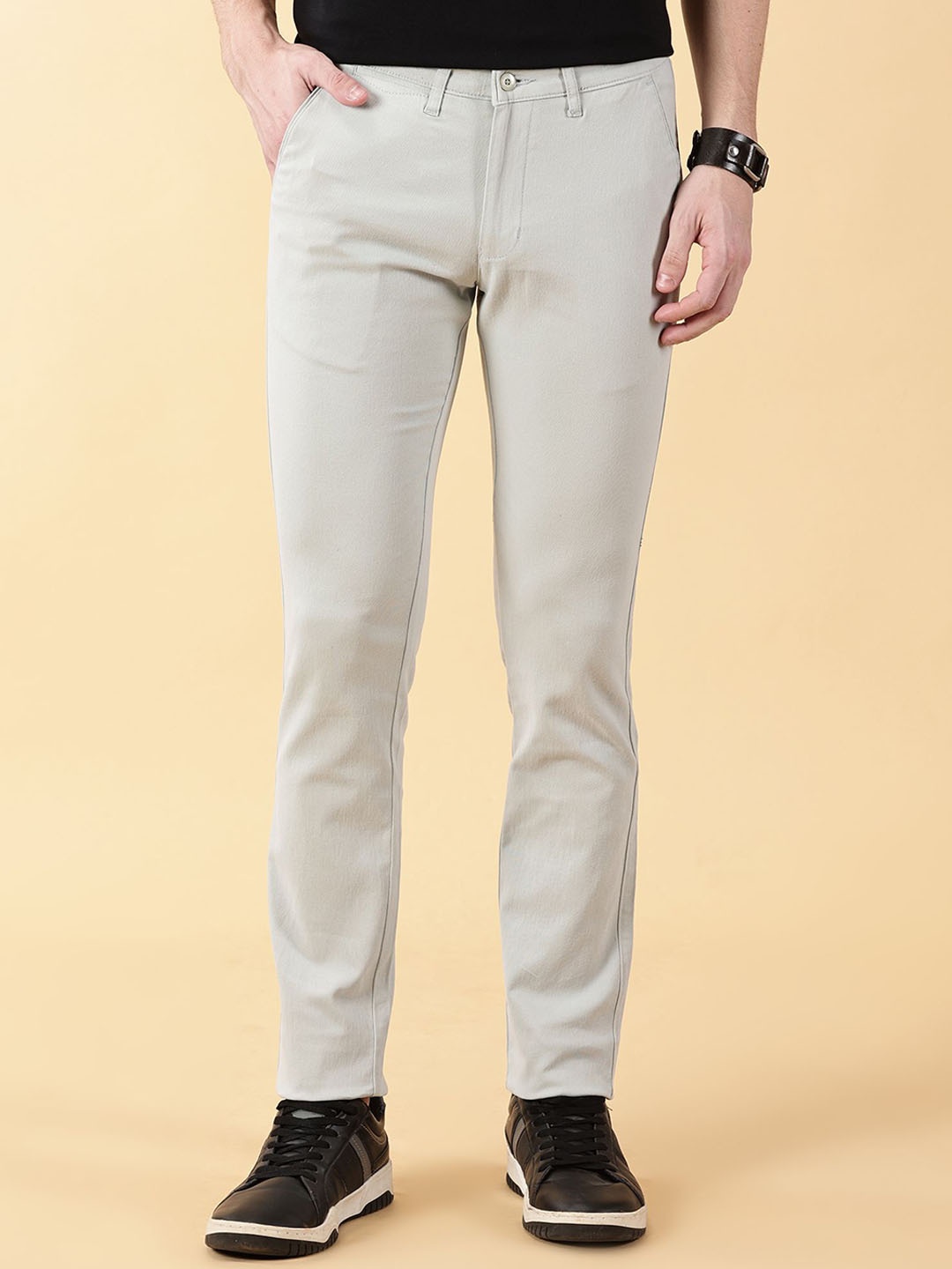 

VALEN CLUB Men Comfort Slim Fit Chinos Trousers, Blue