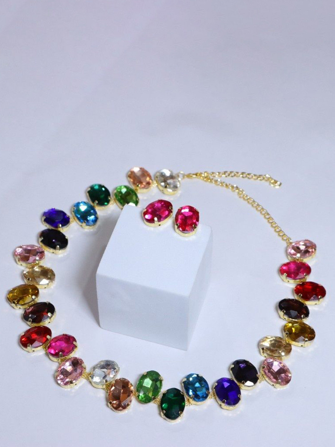 

AMADA JEWELS Crystal Stone Studded Jewellery Set, Gold
