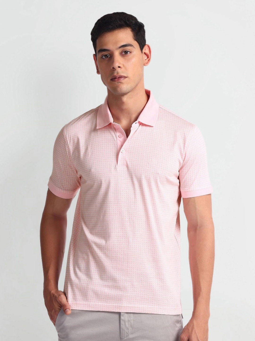 

Arrow Men Solid Polo Collar Cotton Tshirt, Pink