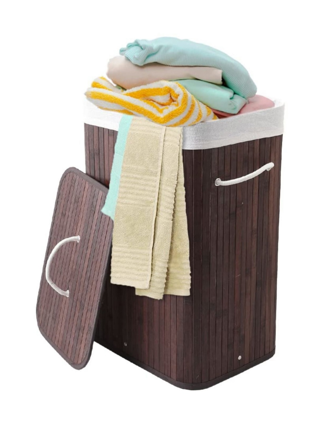 

USHA SHRIRAM Brown & White Textured Foldable Bamboo Laundry Bag