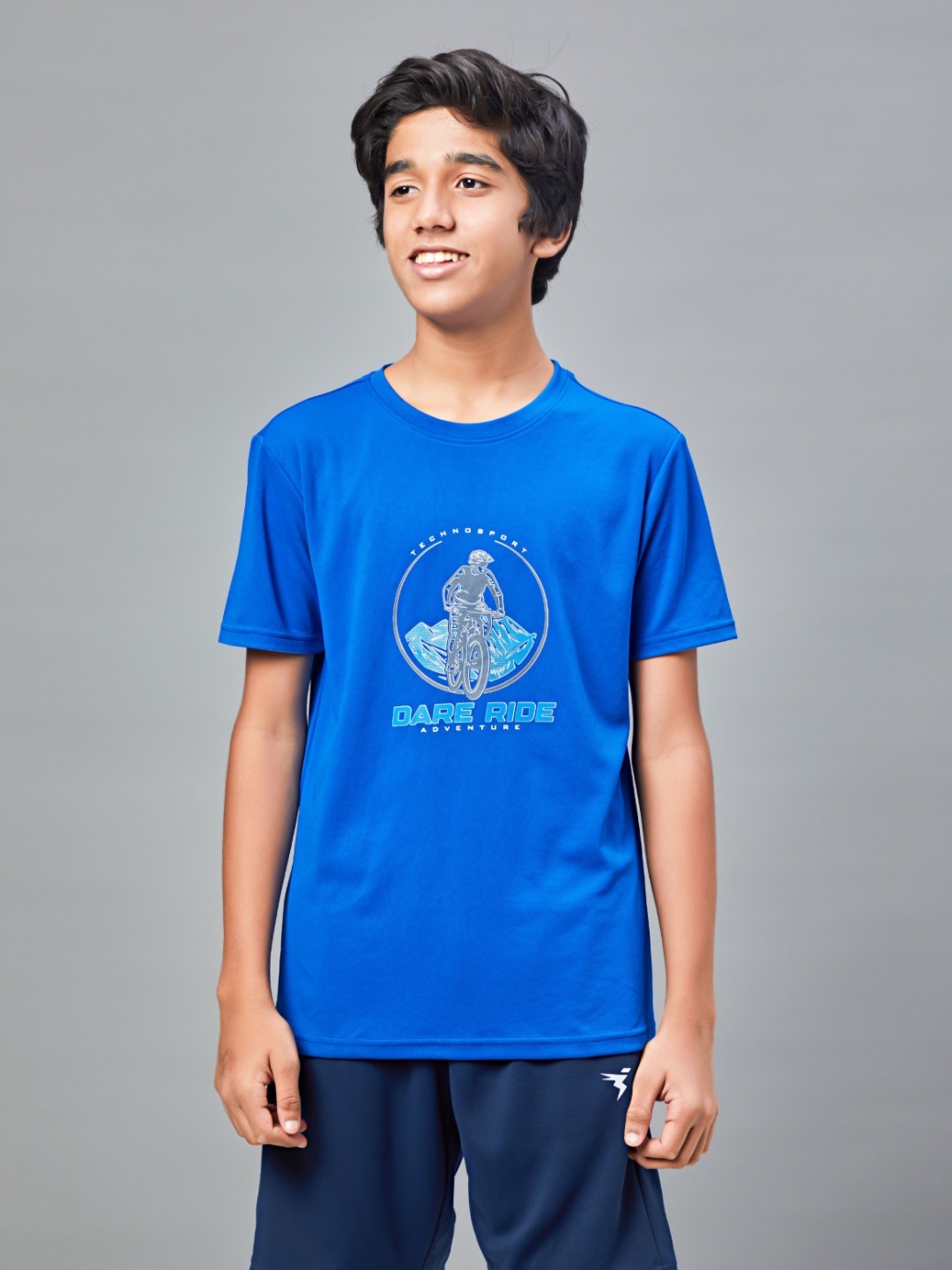 

Technosport Boys Graphic Printed Round Neck UPF50 Sun Protection Slim Fit Sports Tshirt, Blue