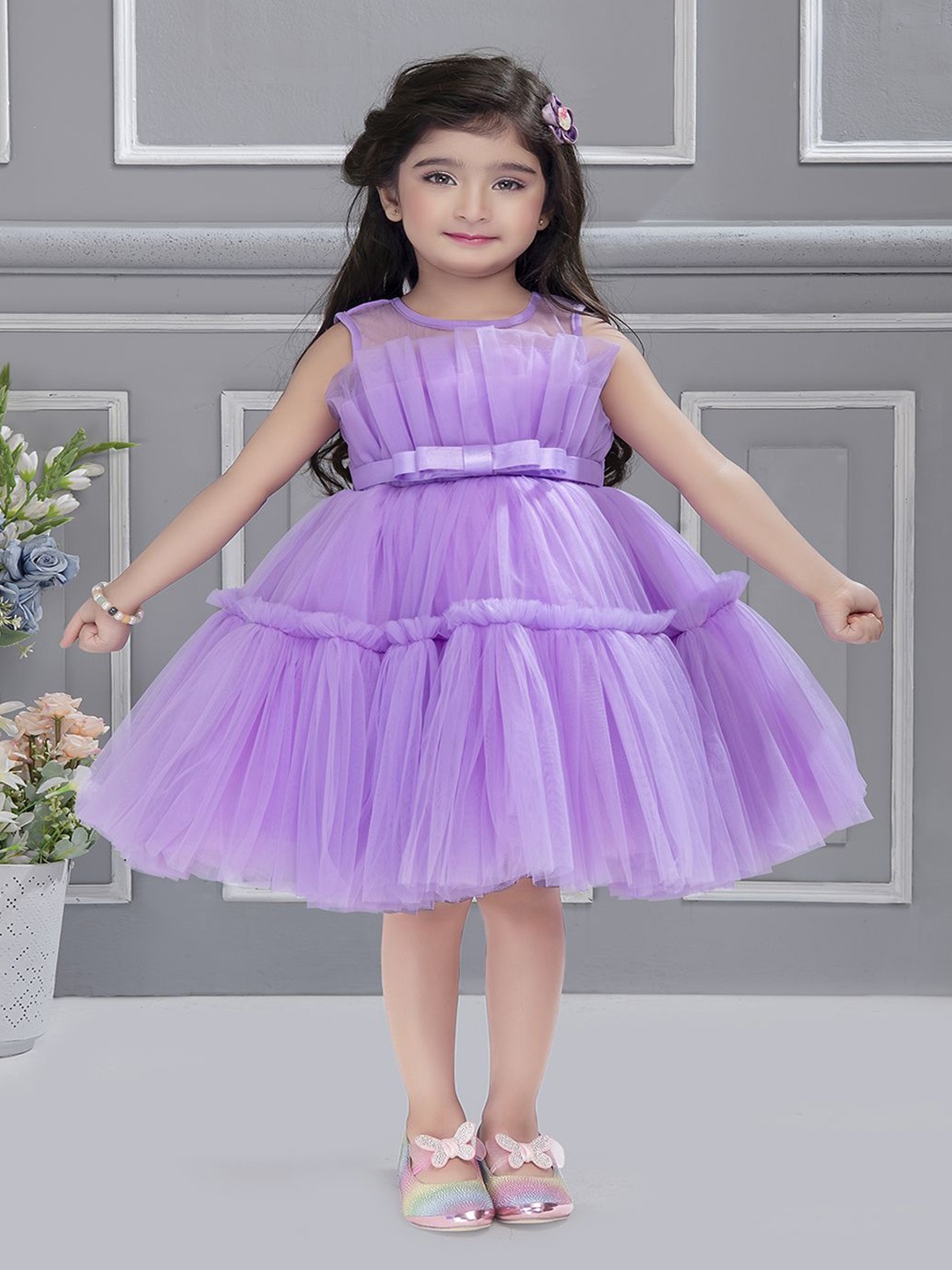 

Ministitch Girls Fit and Flare Dress, Lavender