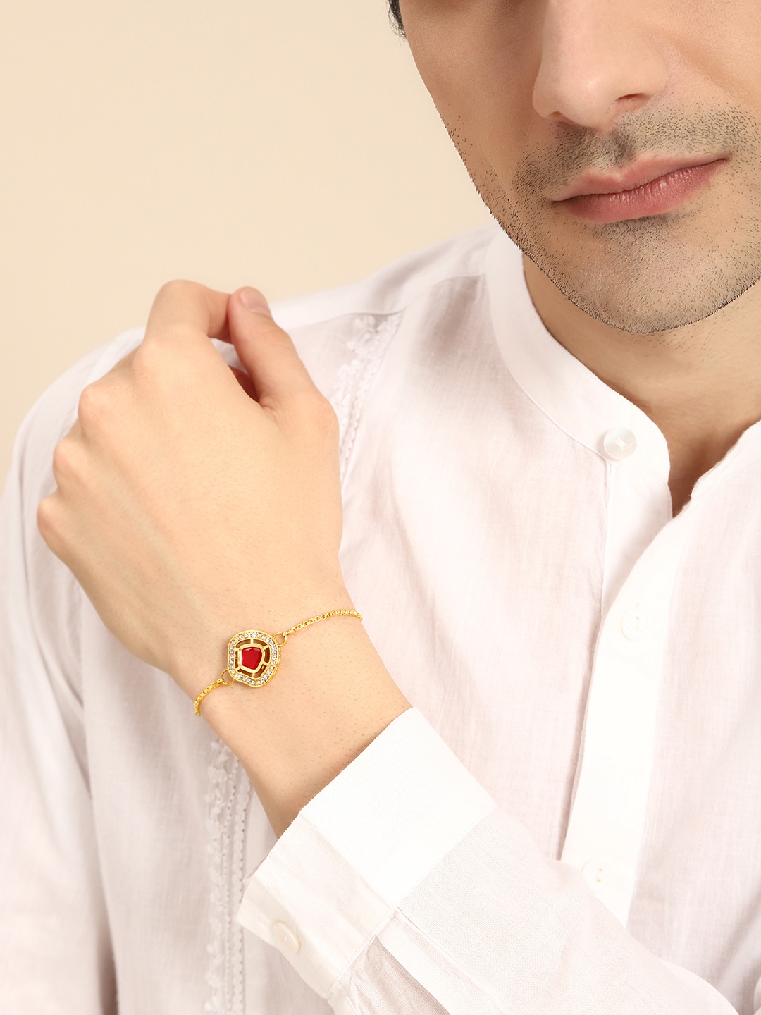 

House of Pataudi Unisex Stone Studded Rakhi, Gold
