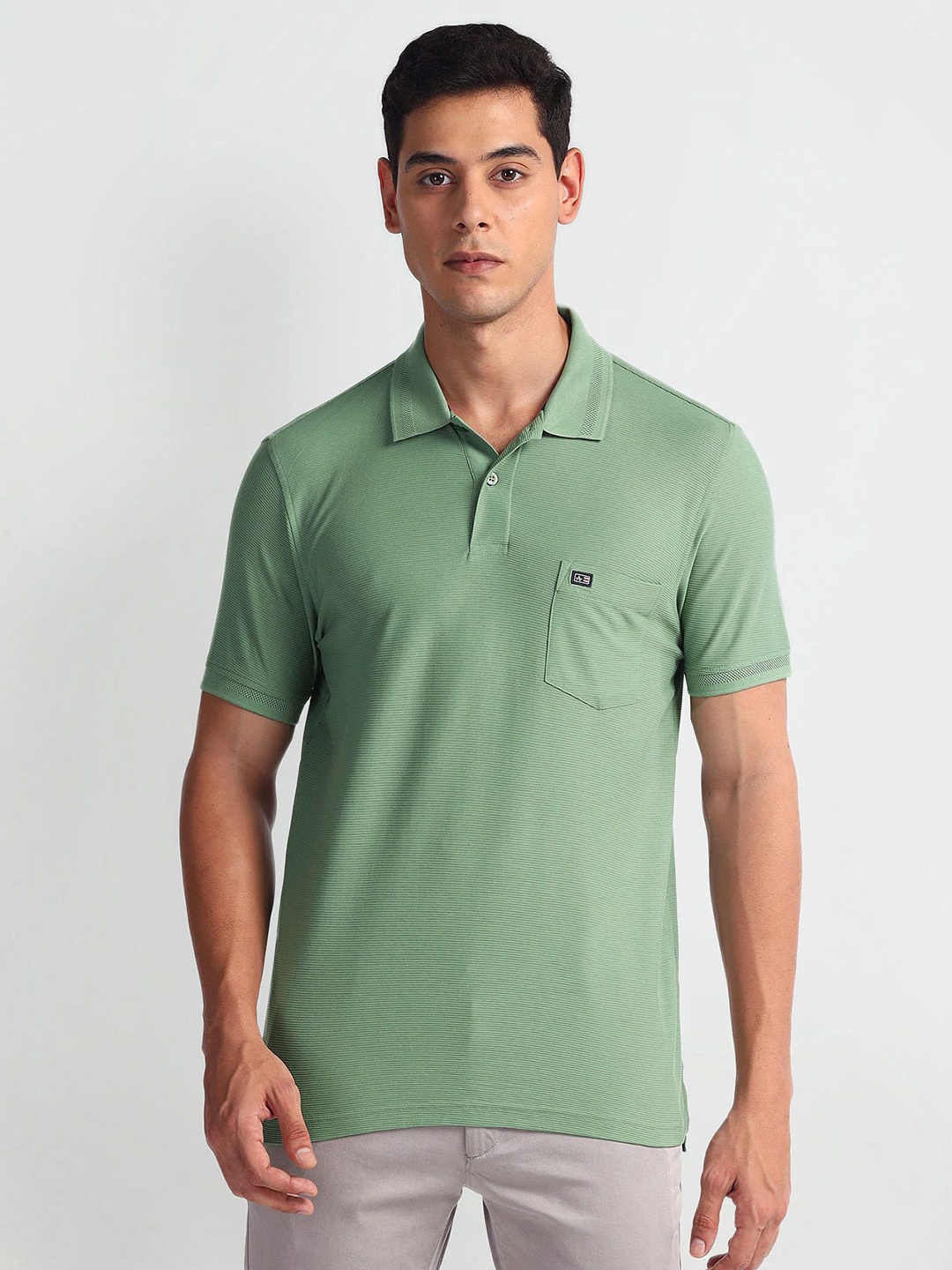 

Arrow Sport Men Solid Polo Collar Cotton Tshirt, Green