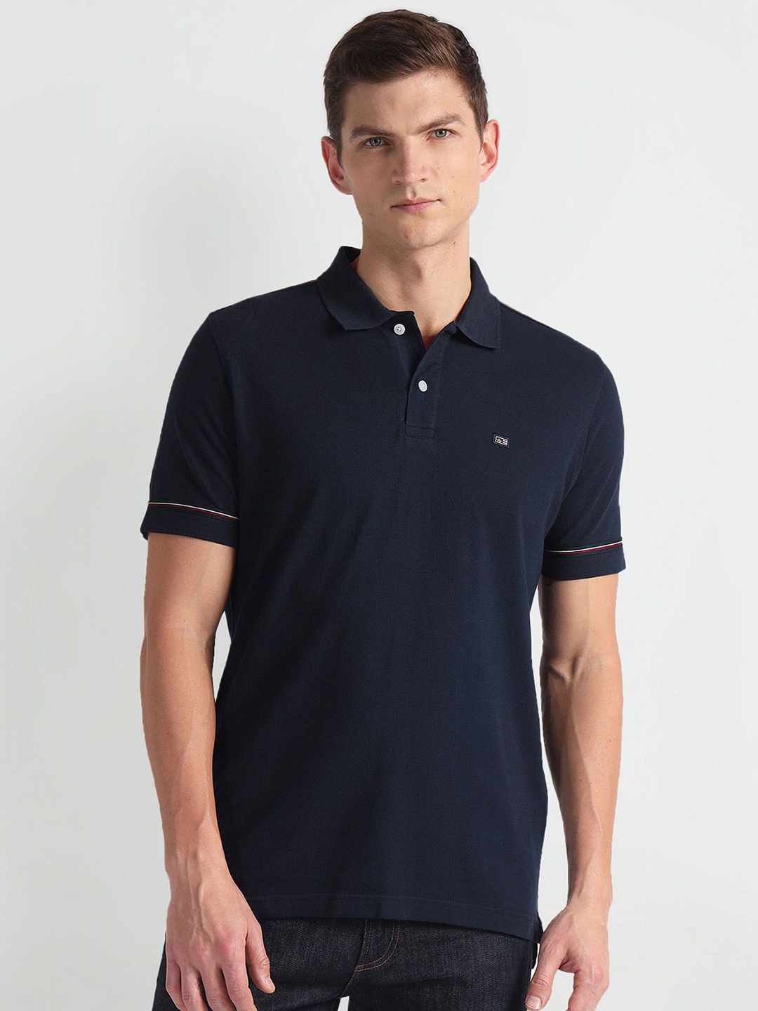 

Arrow Sport Men Solid Polo Collar Cotton Tshirt, Blue