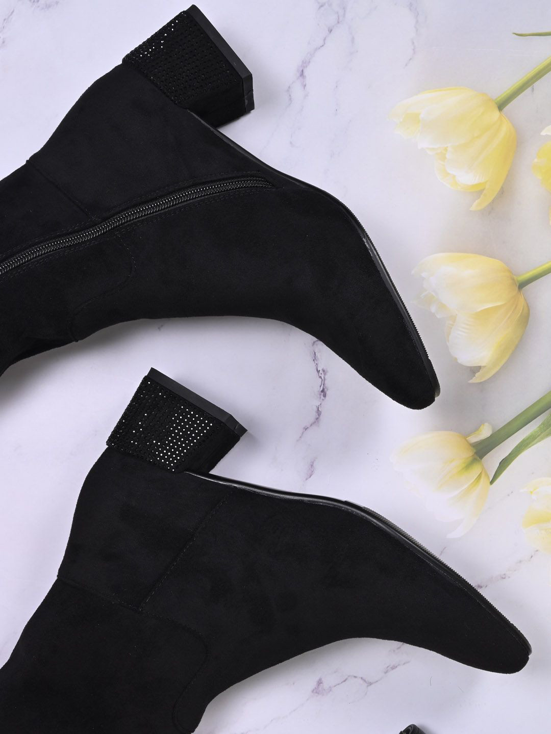 

Ronnie Grey Embellished Block-Heeled High-Top Chelsea Boots, Black