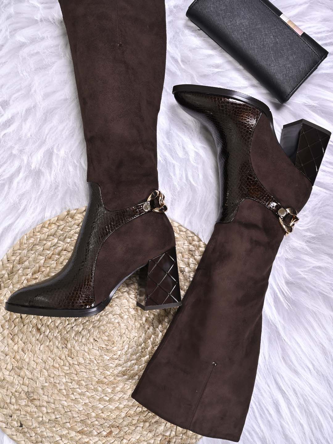 

Ronnie Women Textured Regular Boots, Brown