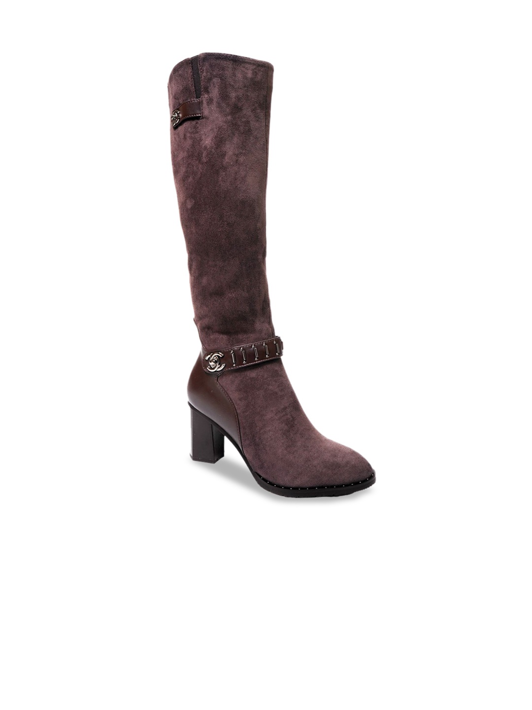 

Ronnie Grey Women Block-Heeled Regular Boots, Coffee brown