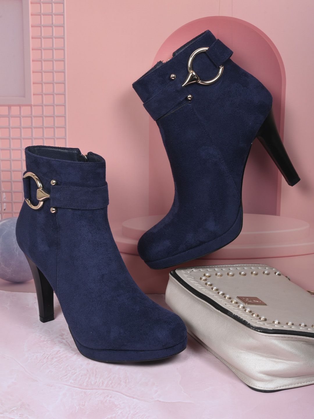

Ronnie Grey Women Slim-Heeled Regular Boots, Navy blue