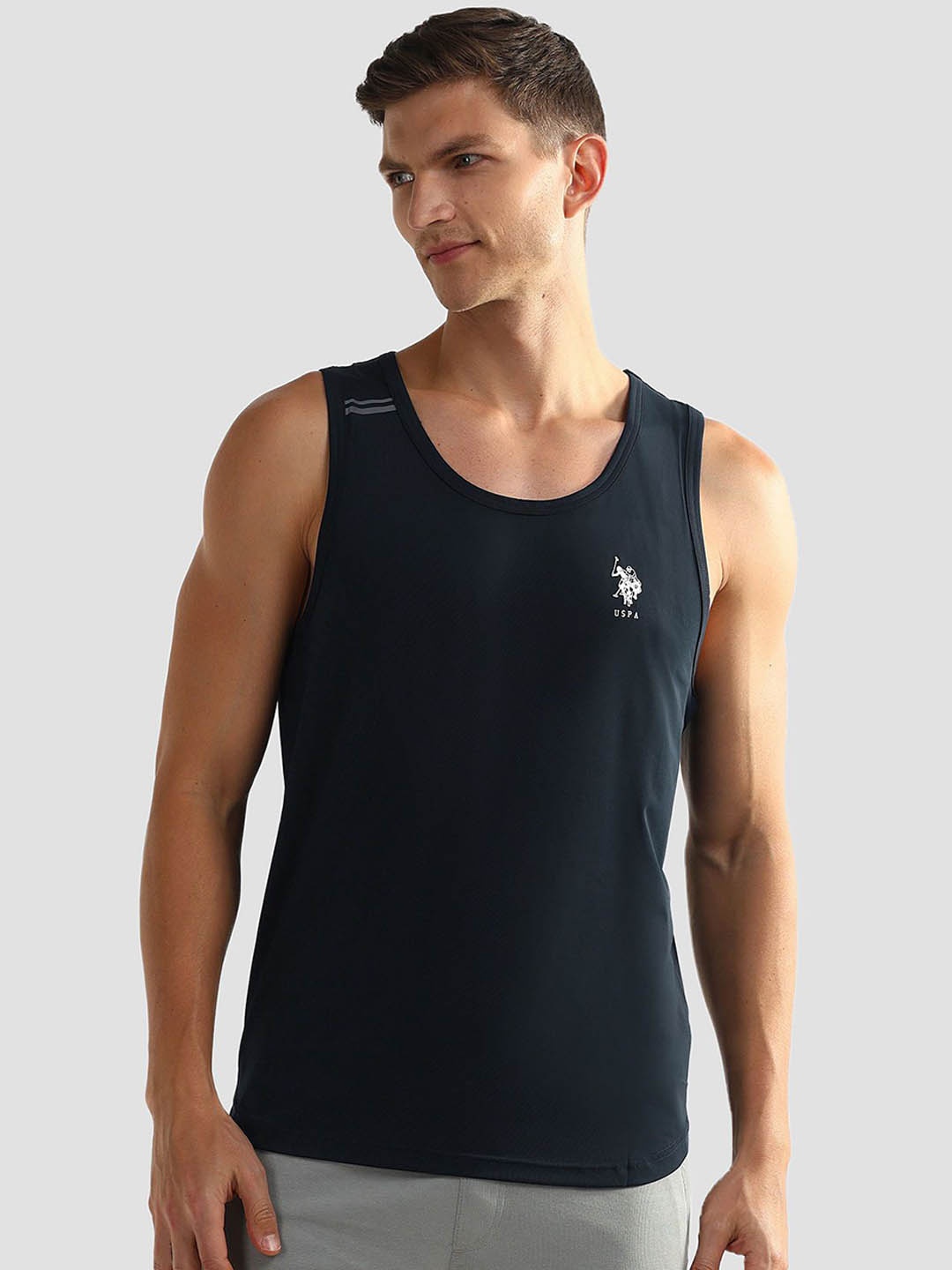 

U.S. Polo Assn. Men Cotton Sleeveless Innerwear Vests, Navy blue