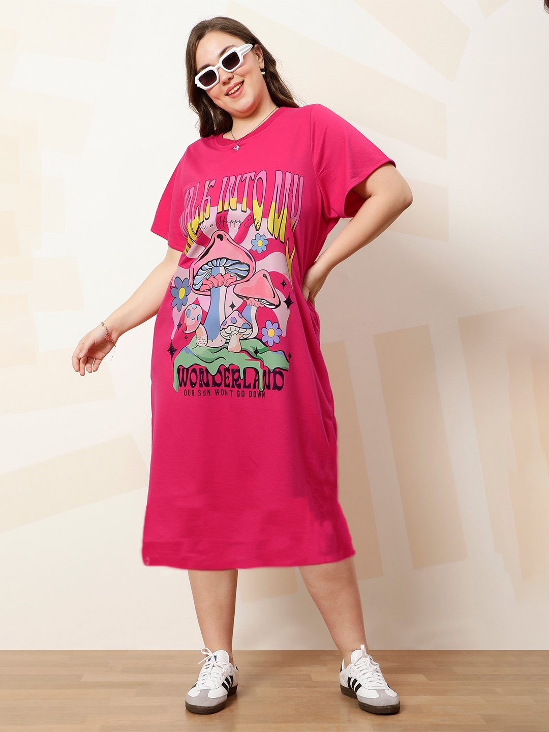 

Athena Ample Print T-shirt Midi Dress, Pink
