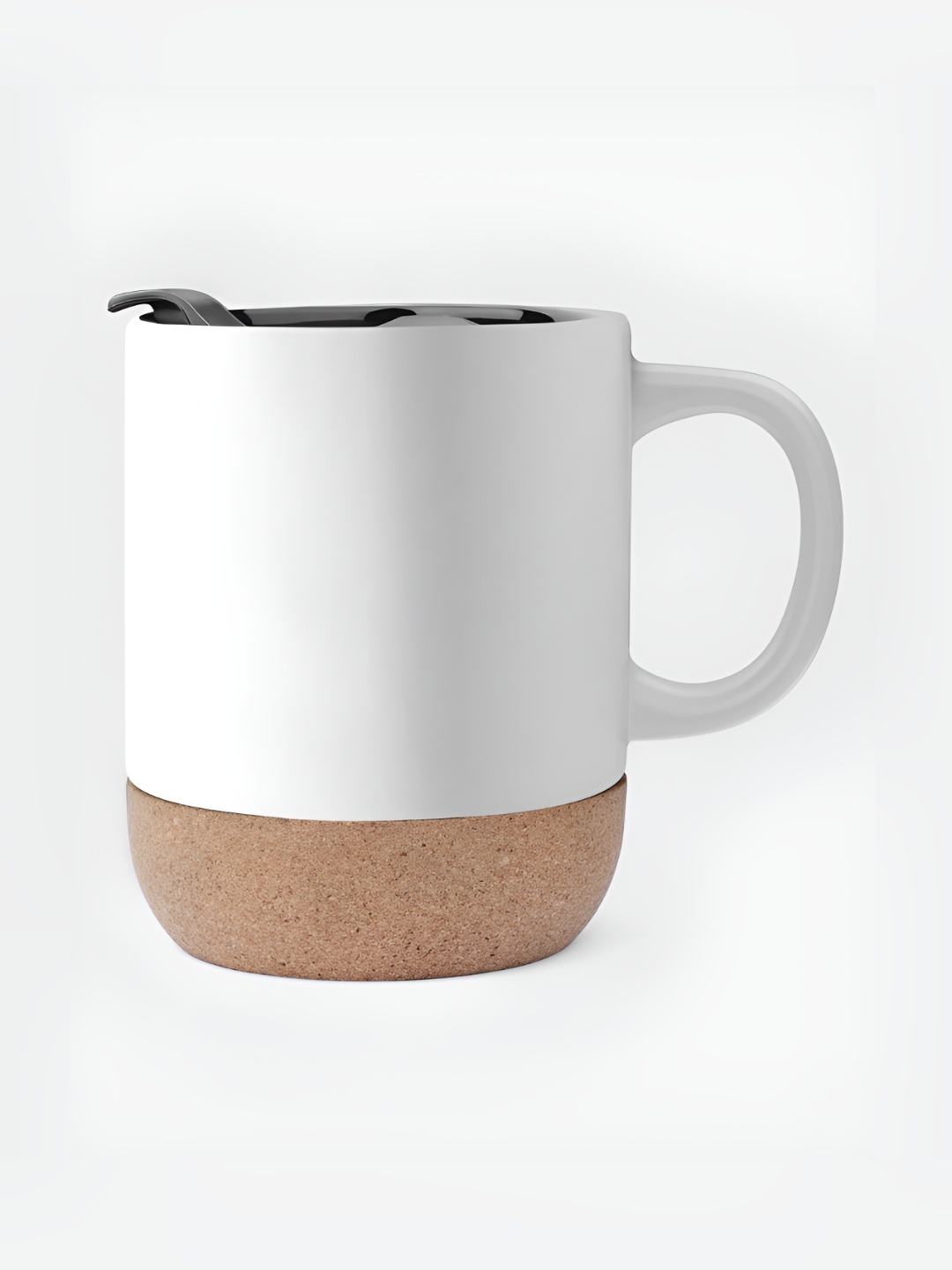 

The Wallet Store White & Brown Ceramic Matte Mugs With Slider Lid