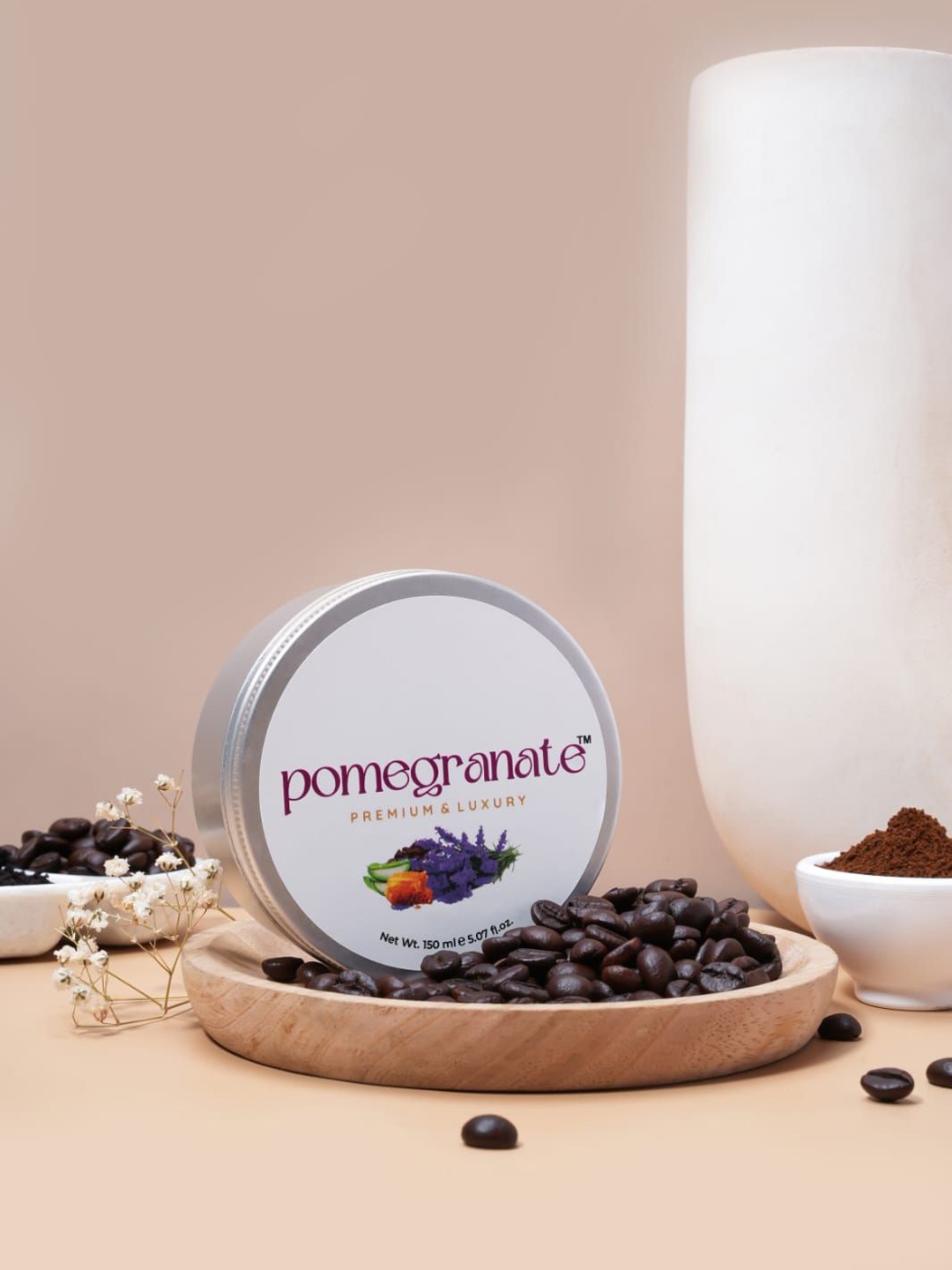 

RIYUZONE Pomegranate Lavender Essential Oil & Coffee Blended Face Scrub - 150 ml, White