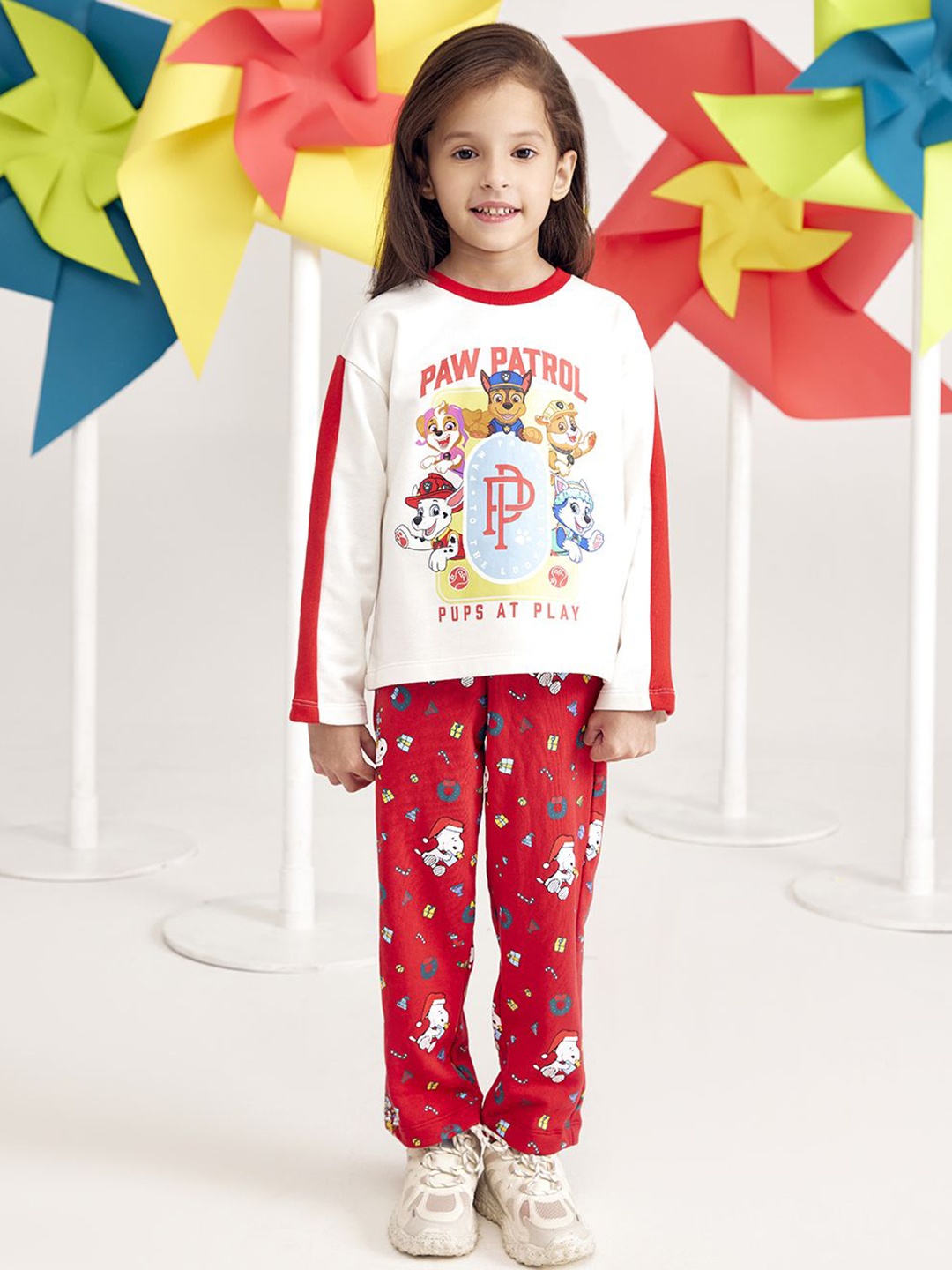 

SPUNKIES Kids Paw Patrol Graphic Printed Cotton T-shirt, White