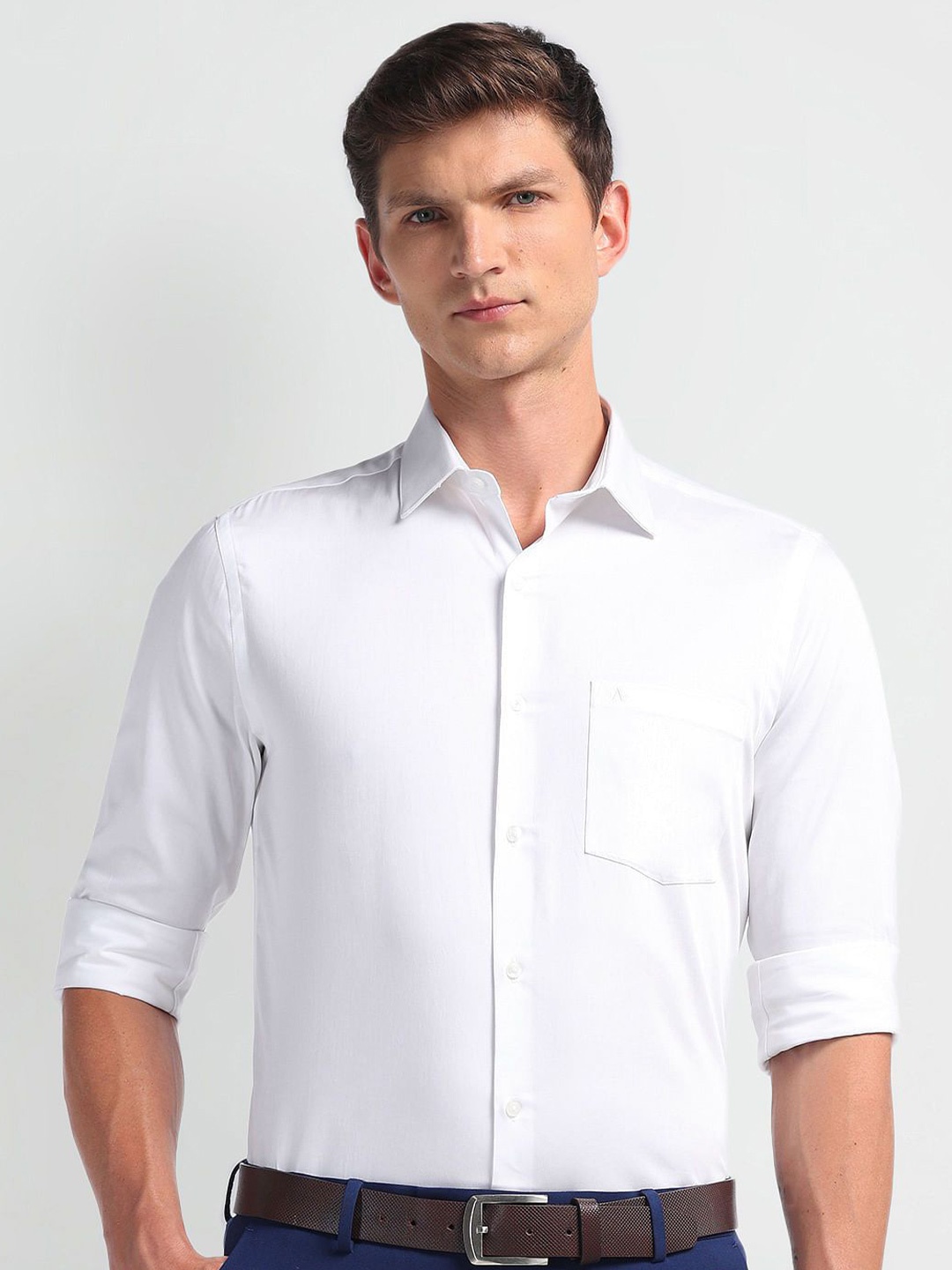 

Arrow Men Solid Spread Collar Cotton Formal Shirt, White