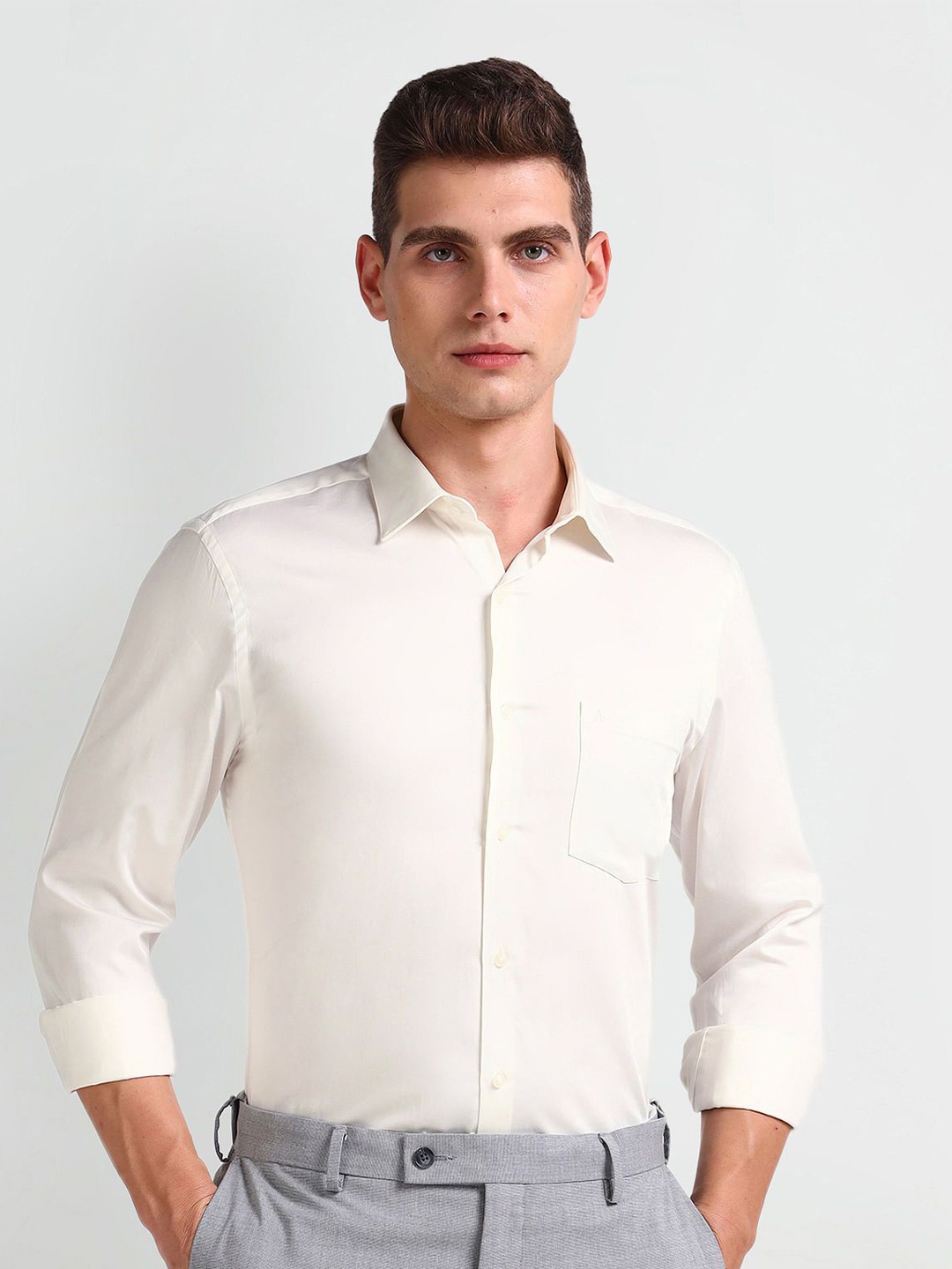 

Arrow Men Solid Spread Collar Formal Shirt, White