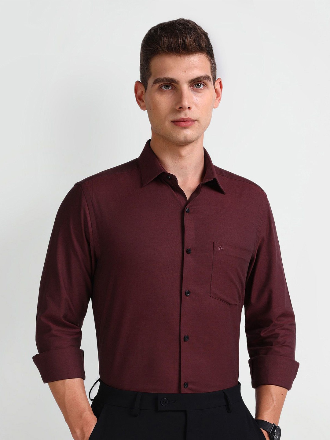 

Arrow Men Solid Cotton Formal Shirt, Red