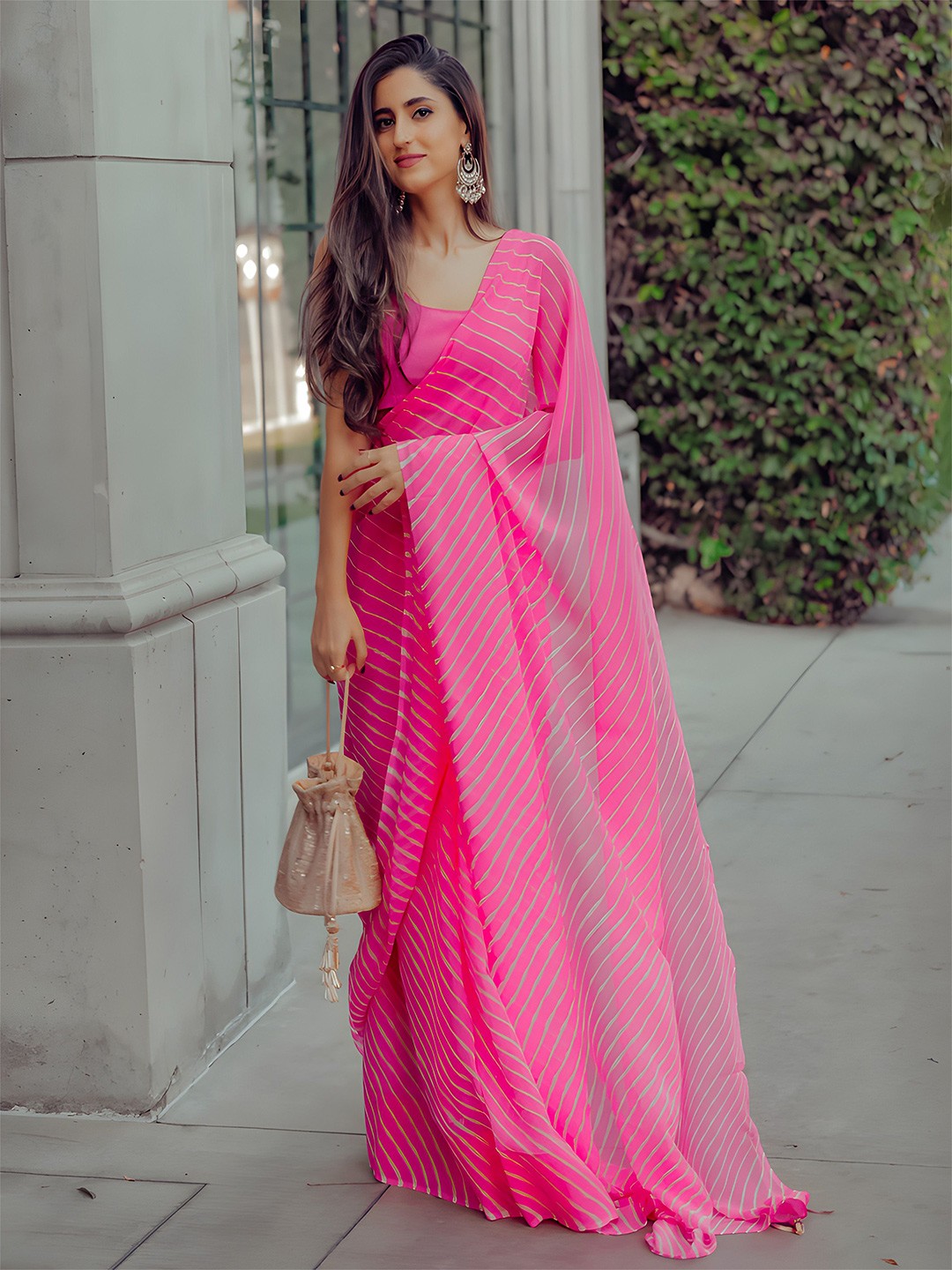 

Anouk Laheriya Tassel Saree with Blouse, Pink