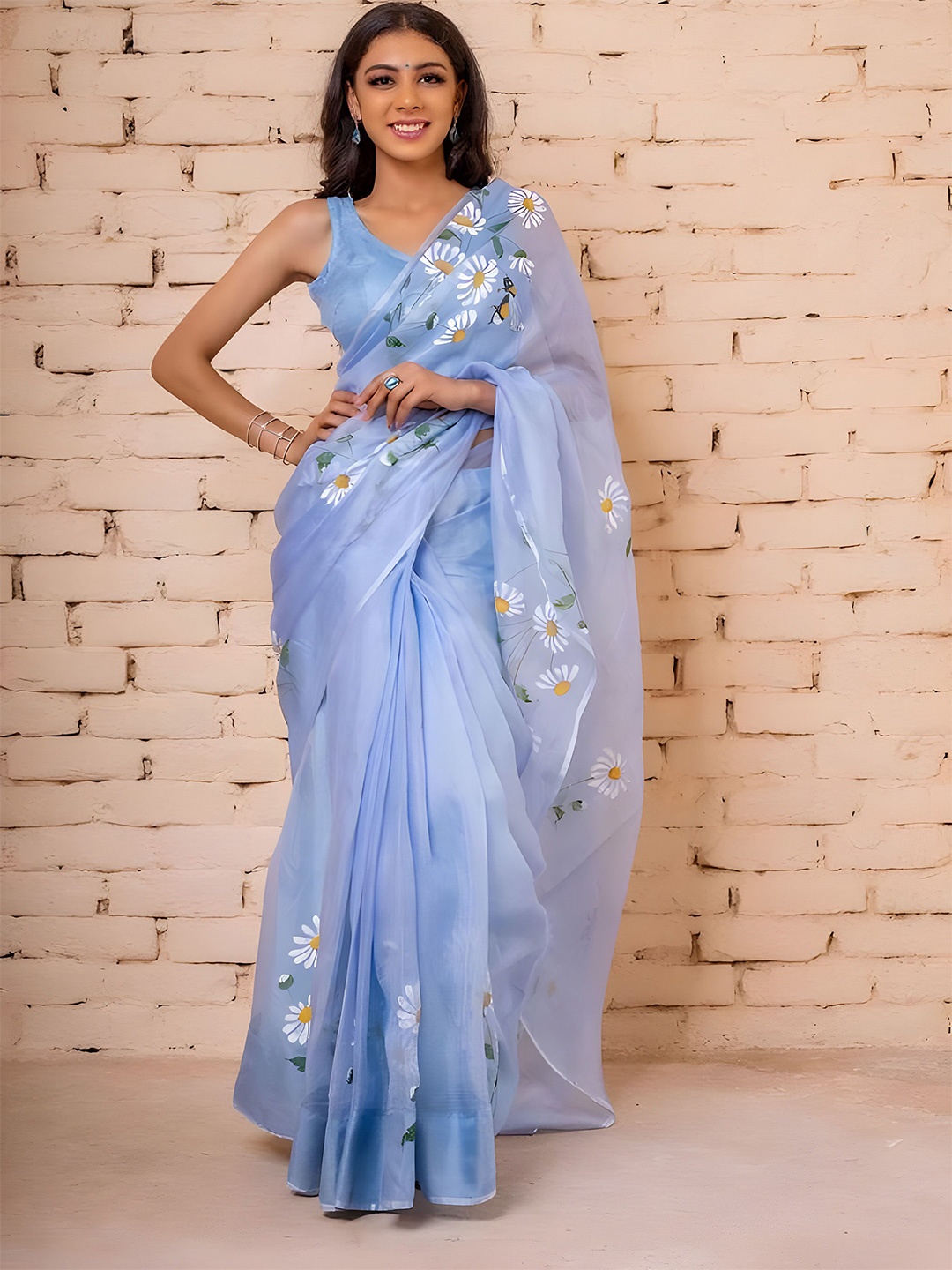 

Anouk Floral Organza Saree, Blue