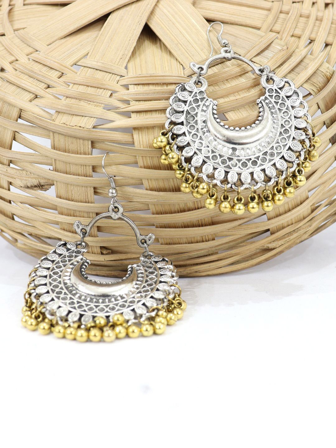 

Krelin German Silver & Gold Plated Oxidised Drop Earrings