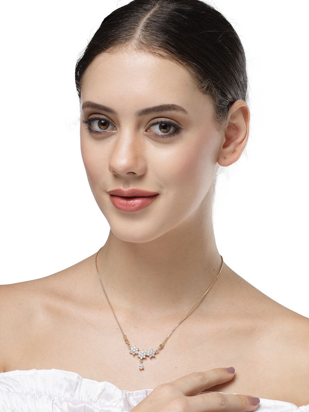 

RARE1STUDIO Gold-Plated Stone Studded Necklace