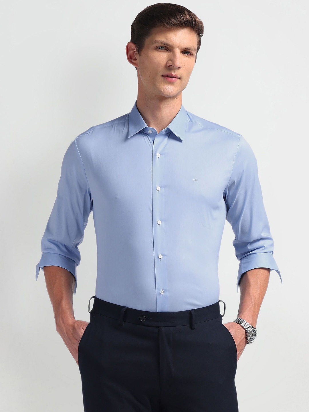 

Arrow New York Men Solid Slim Fit Formal Shirt, Blue