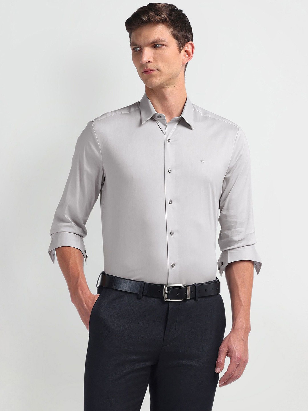

Arrow New York Men Slim Fit Solid Formal Shirt, Grey