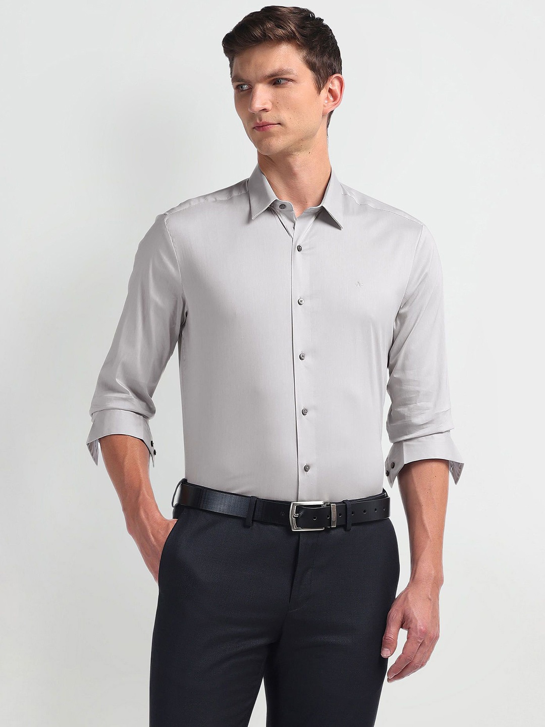 

Arrow New York Men Solid Slim Fit Formal Shirt, Grey