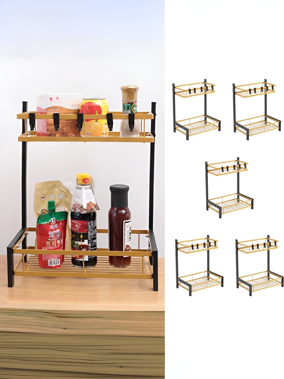 

USHA SHRIRAM Black 5 Pieces Three Layer Regular Kitchen Organisers