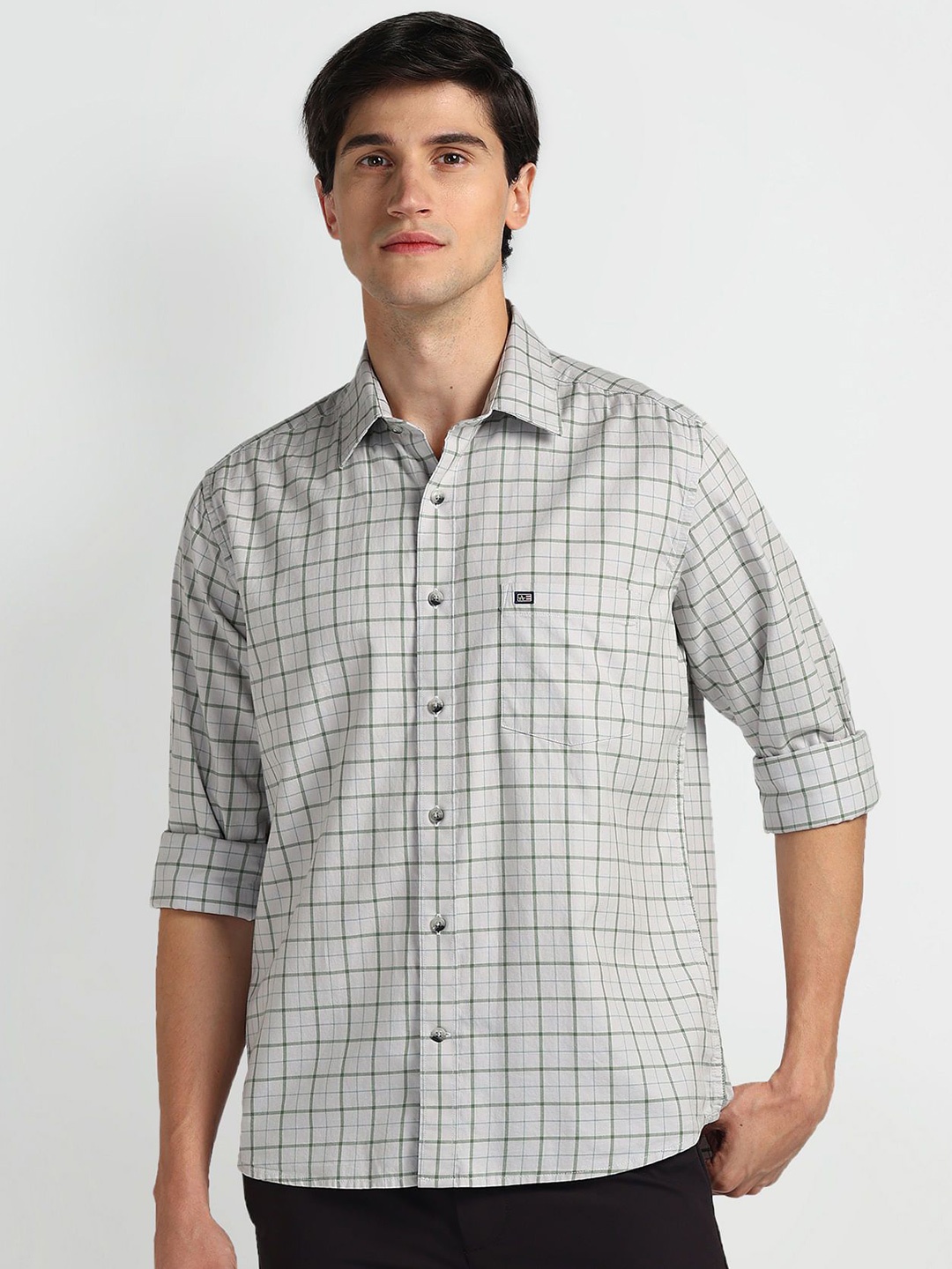 

Arrow Sport Men Slim Fit Opaque Checked Casual Shirt, Green
