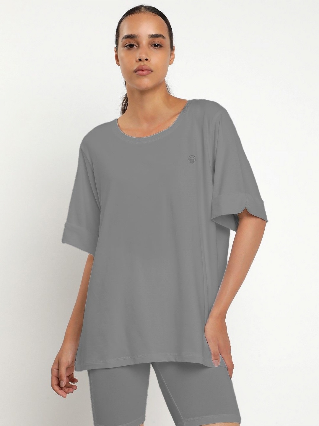 

Wearjukebox Women 2 Drop-Shoulder Sleeves T-shirt, Grey