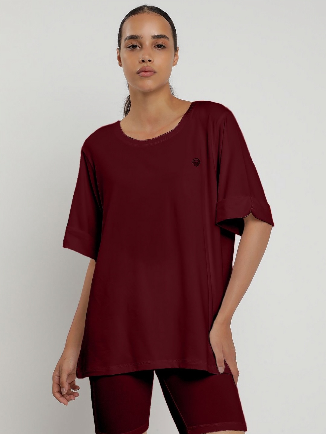 

Wearjukebox Women 2 Drop-Shoulder Sleeves Applique T-shirt, Maroon