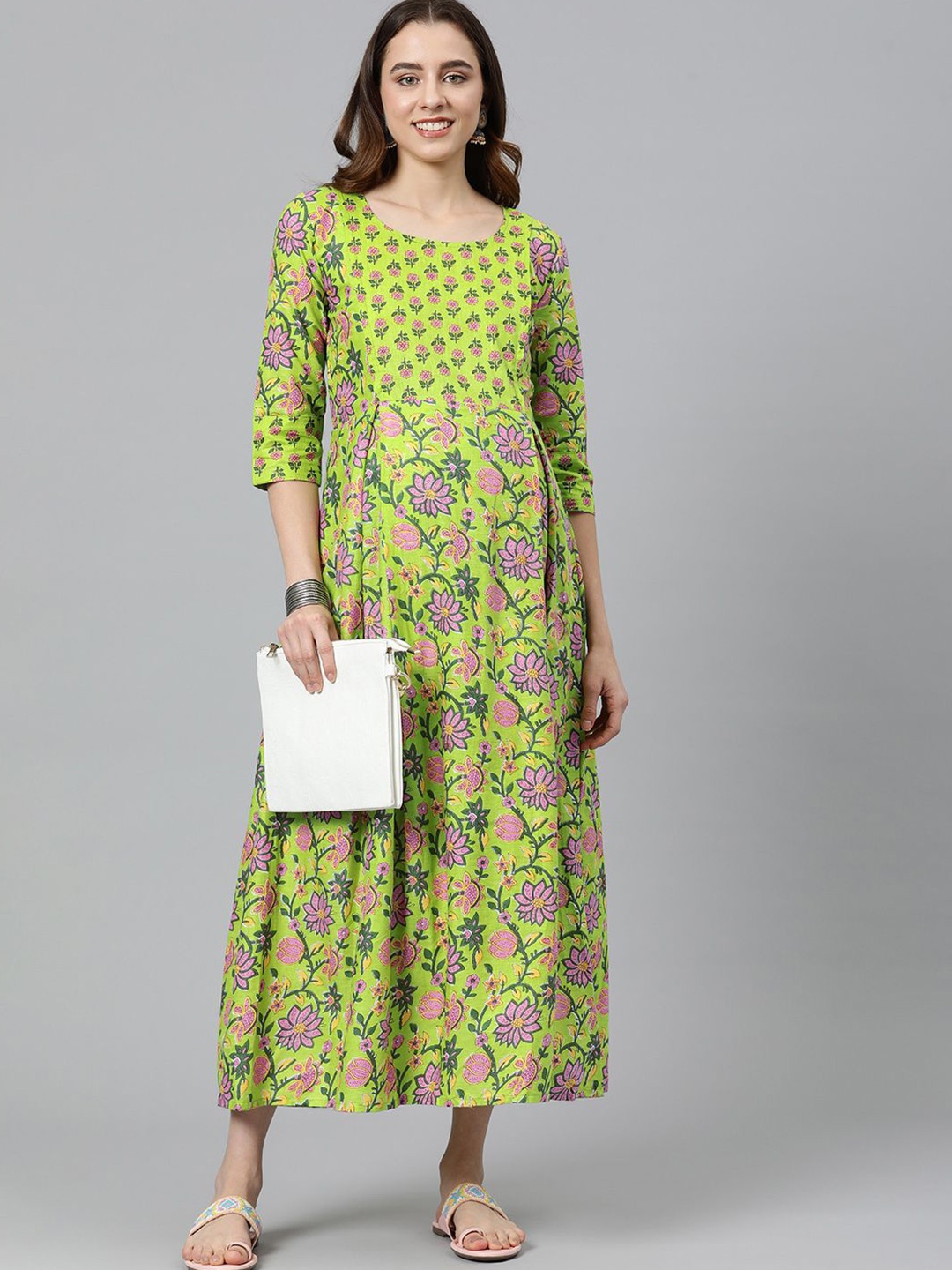 

Swishchick Floral Print Maternity Maxi Dress, Green