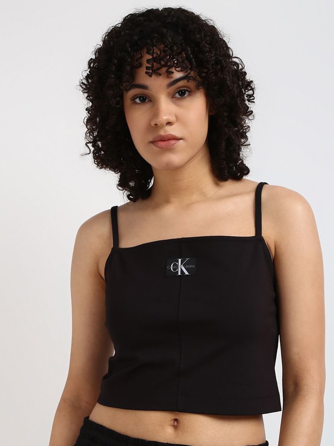 

Calvin Klein Jeans Women Shoulder Straps Crop Top, Black