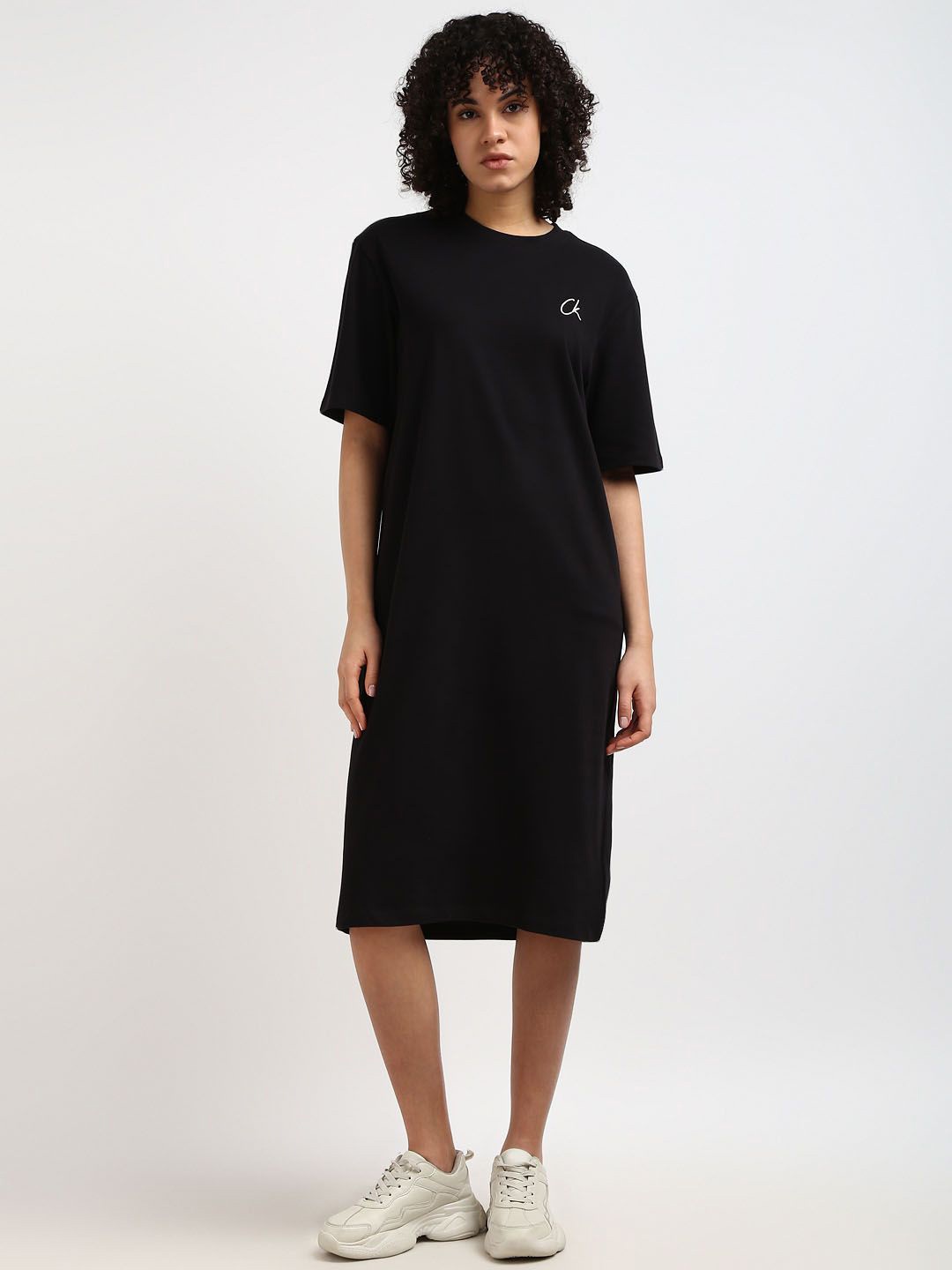 

Calvin Klein Jeans Women Round Neck Short Sleeves T-shirt Dress, Black