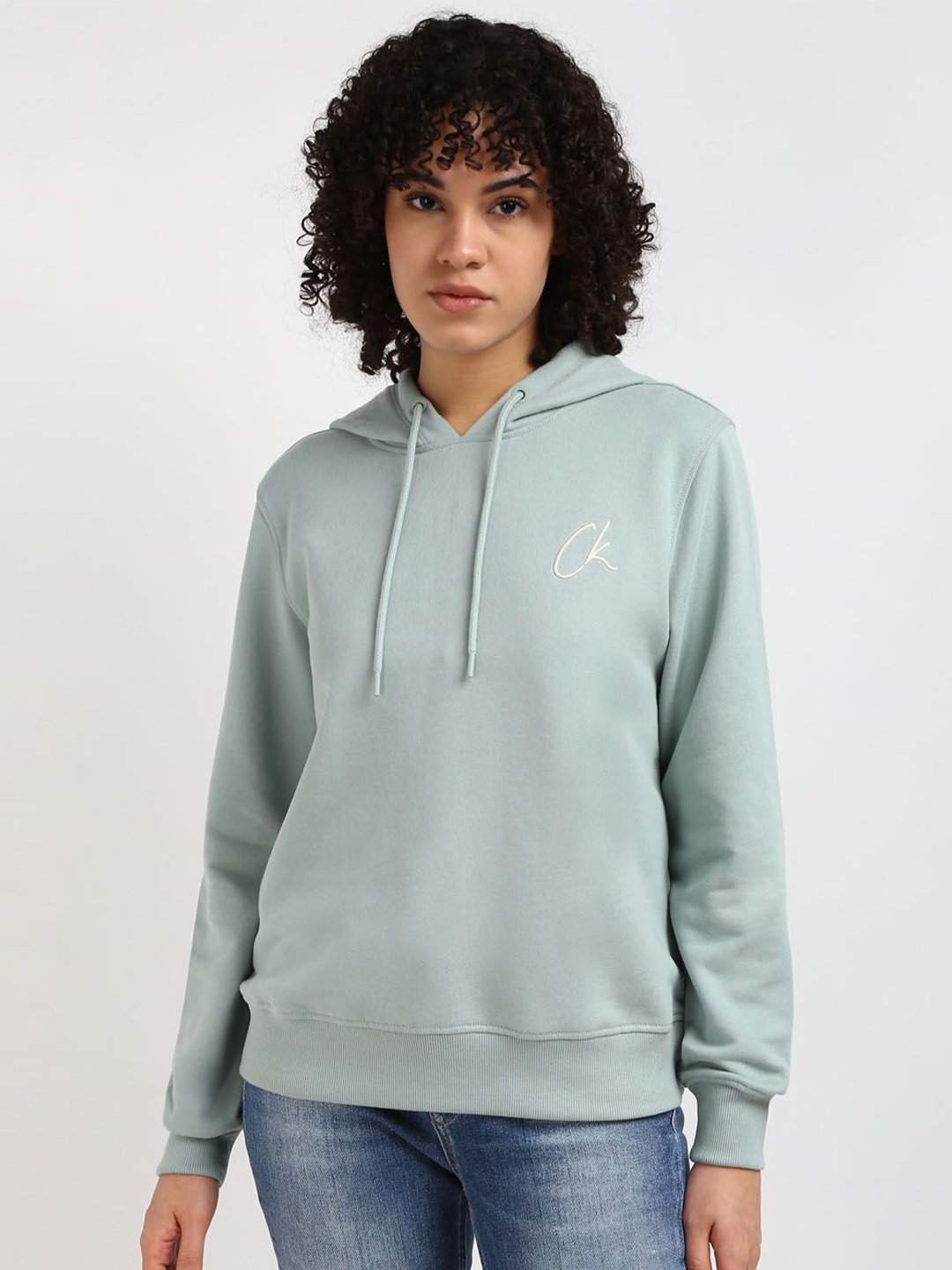 

Calvin Klein Jeans Women Solid Hooded Sweatshirt, Green