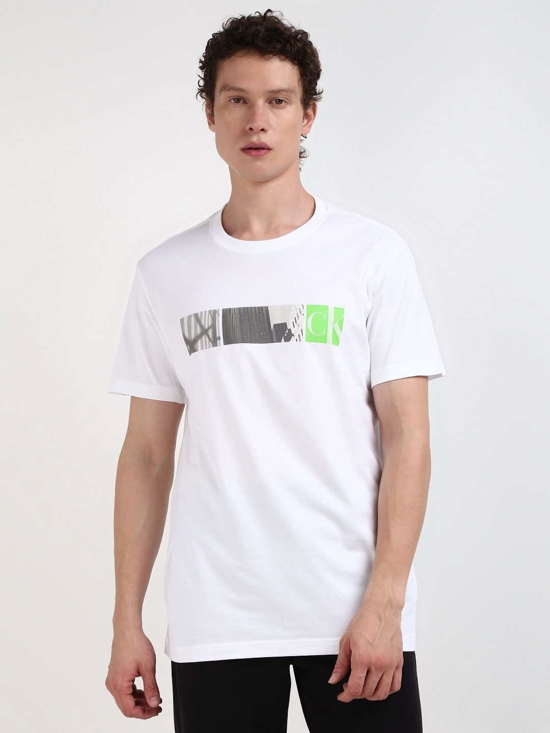 

Calvin Klein Jeans Men Printed Round Neck Cotton Tshirt, White