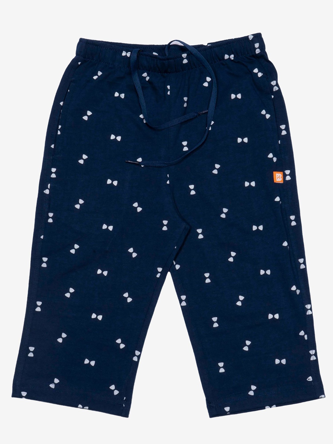 

Bodycare Girls Printed Mid Rise Regular Fit Drawsting Capris, Navy blue