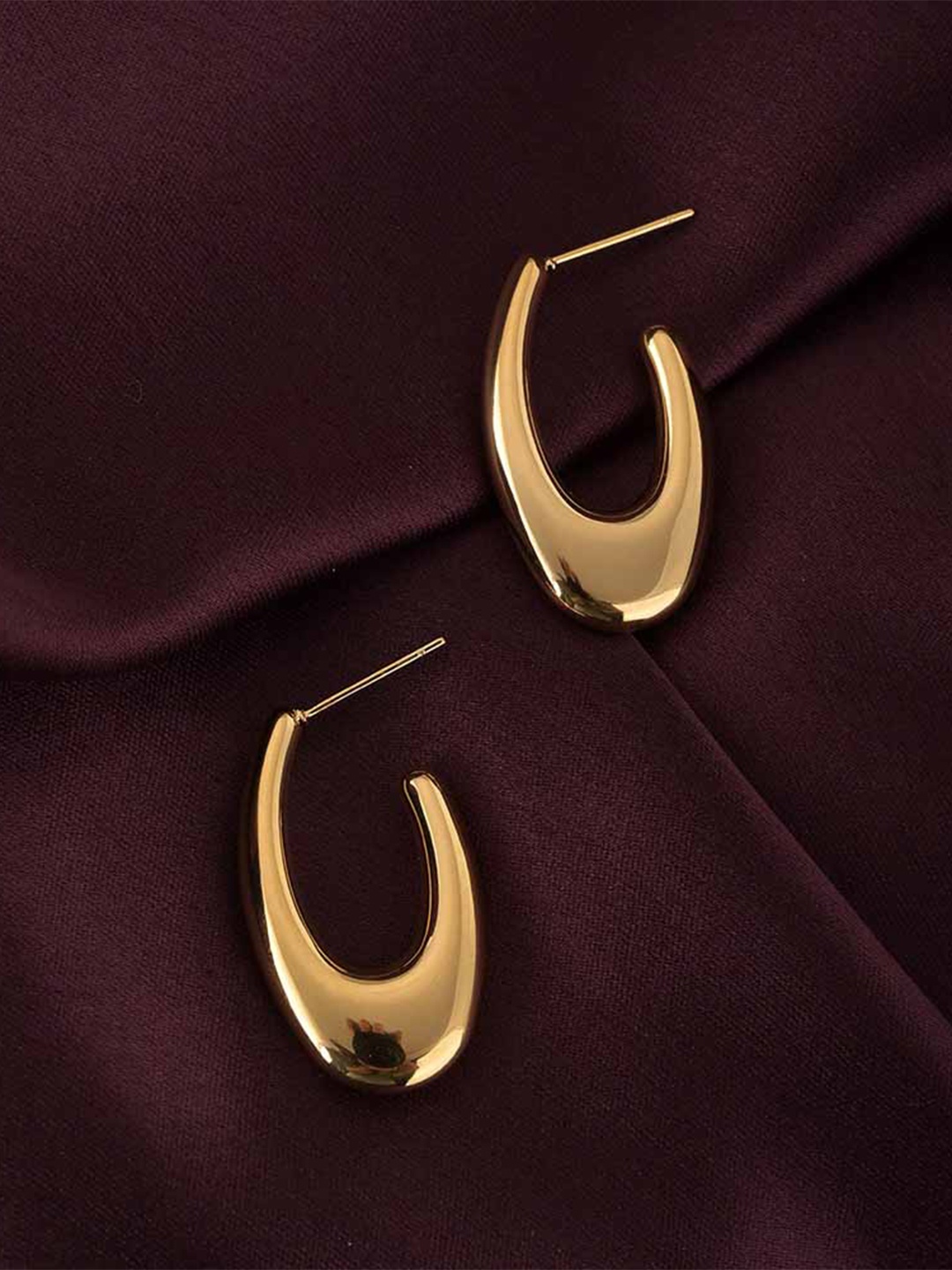 

PALMONAS Stainless Steel Gold Plated Circular Minimalist Muse Half Hoop Earrings