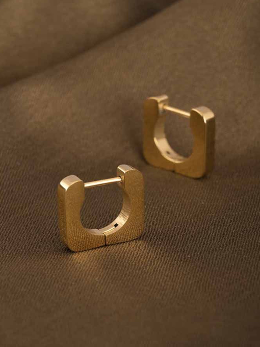 

PALMONAS Stainless Steel Gold Plated Square Hoop Earrings