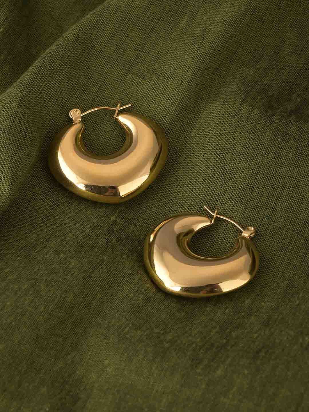 

PALMONAS Golden Adore Gold Plated Circular Hoop Earrings
