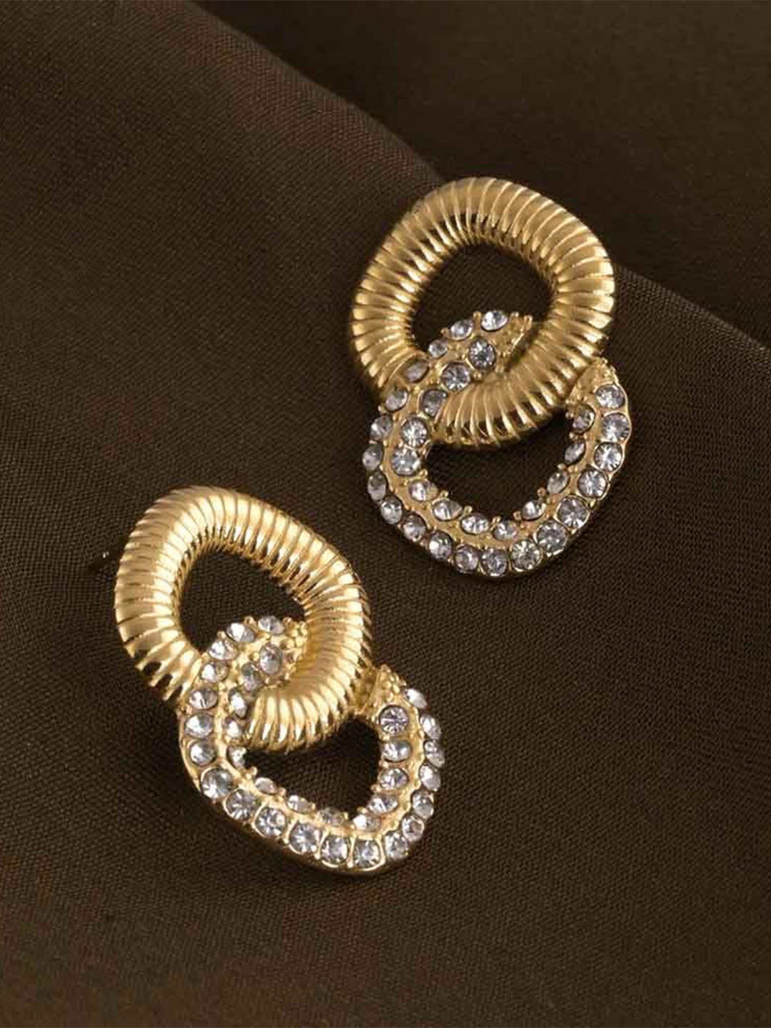 

PALMONAS Gold-Plated Crystal Harmony Circular Drop Earrings
