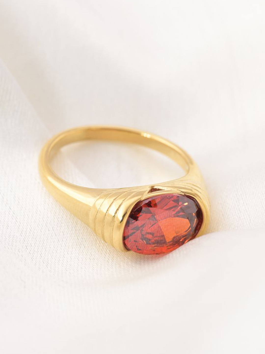 

PALMONAS Ignite Gold-Plated Cubic Zirconia-Studded Adjustable Finger Ring