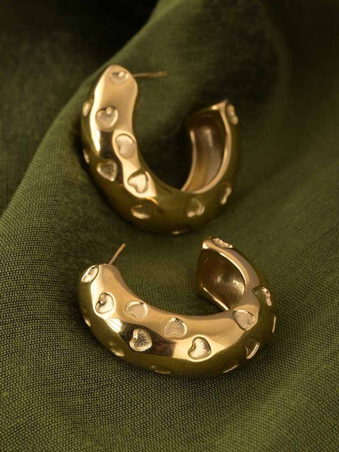 

PALMONAS Teardrop Shaped Half Hoop Earrings, Gold