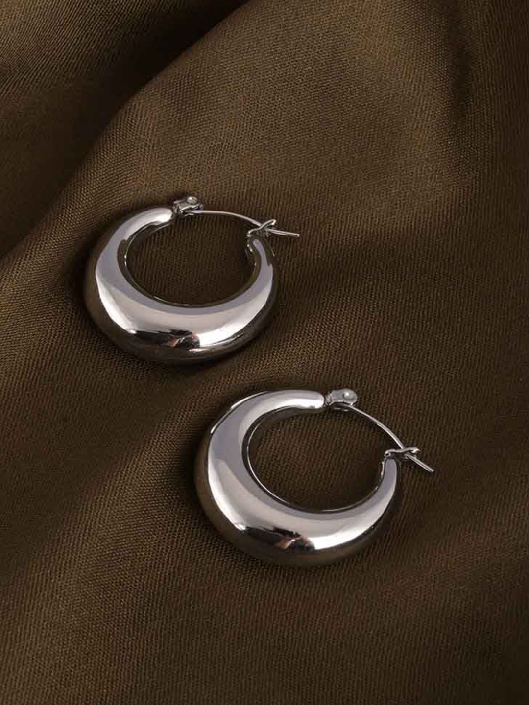 

PALMONAS Circular Hoop Earrings, Silver