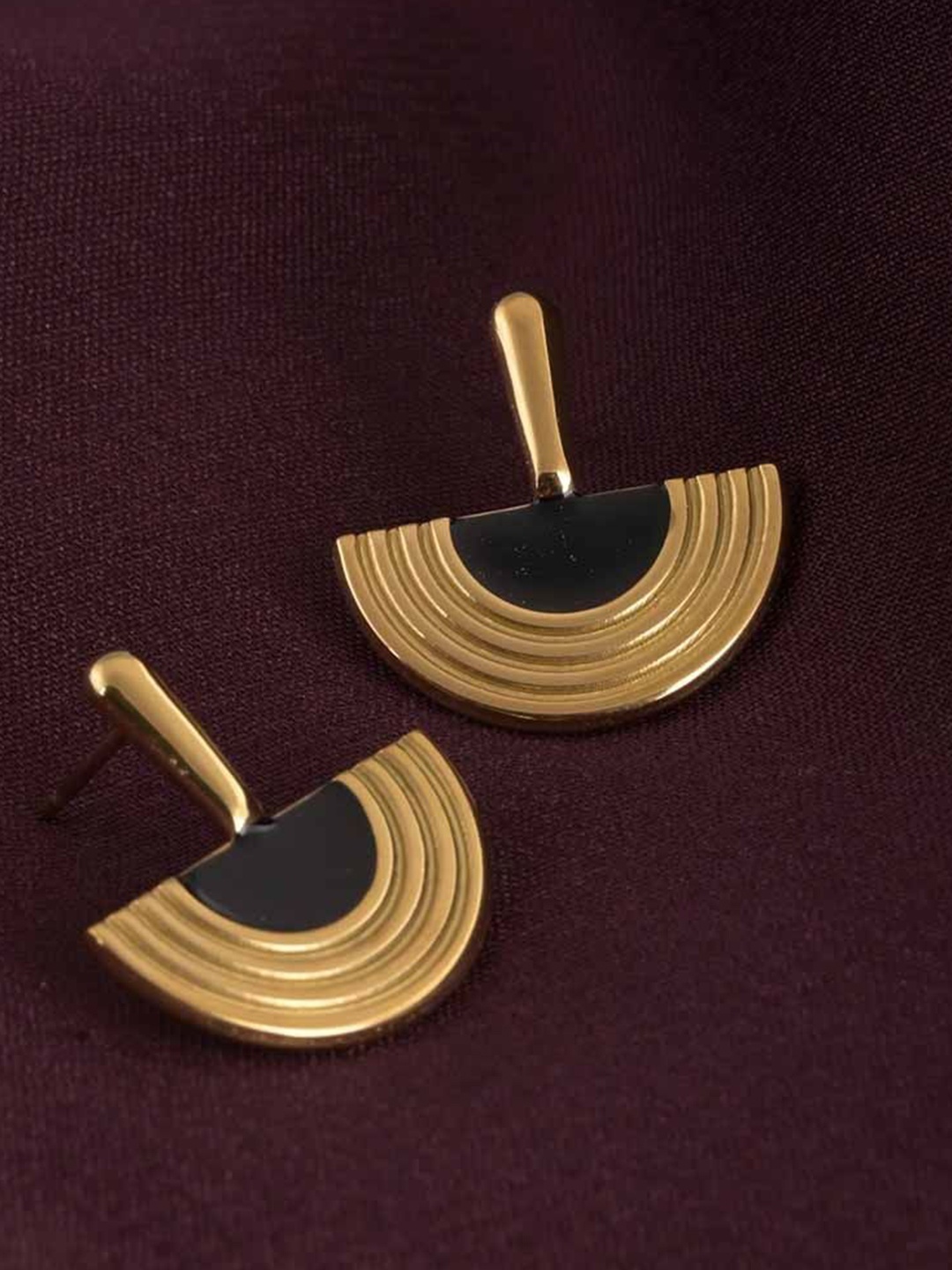 

PALMONAS Egyptian Agate Gold-Plated Contemporary Drop Earrings