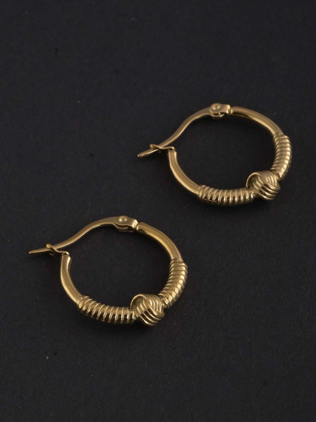 

PALMONAS Classic Knotted Gold-Plated Circular Half Hoop Earrings
