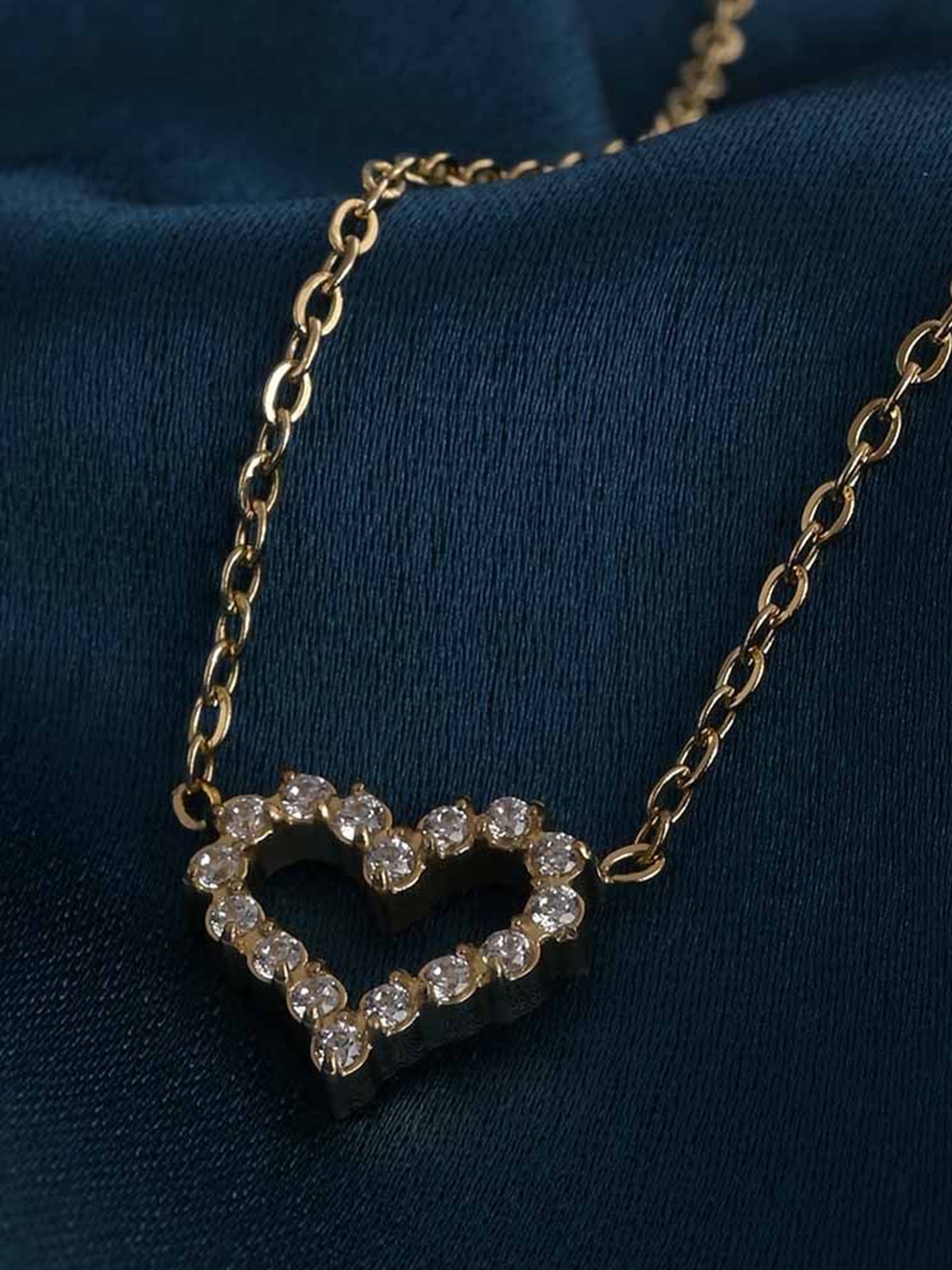 

PALMONAS Gold-Plated Stainless Steel Crystal Adroned Love Necklace