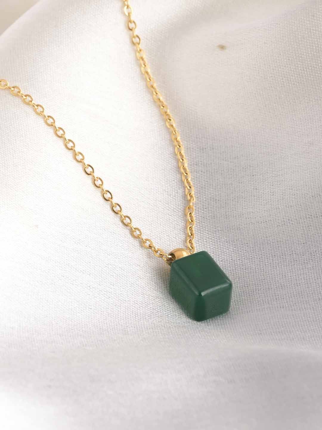 

PALMONAS Green Enigma Silver-Plated Stainless Steel Necklace, Gold