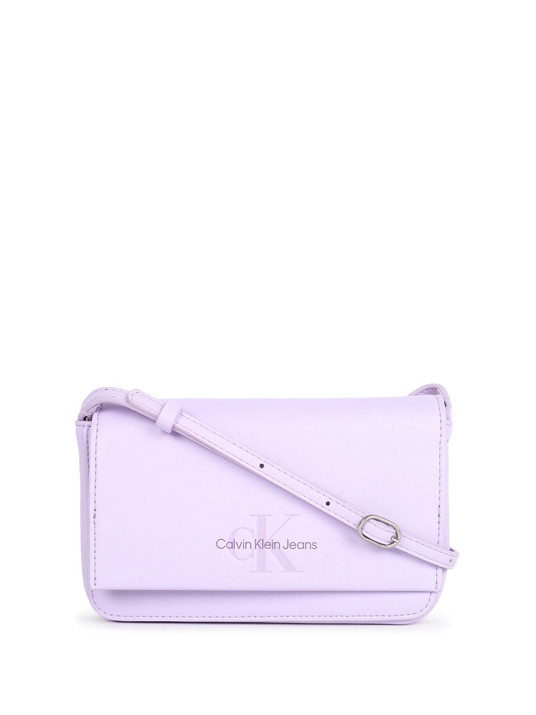 

Calvin Klein Women Brand Logo Button Closure PU Envelope, Purple